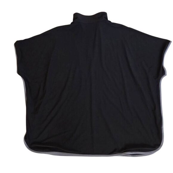 By JJ Womens Quarter Zip Mock Neck Poncho Pullover Top Black Gray Trim One Size - Picture 3 of 9